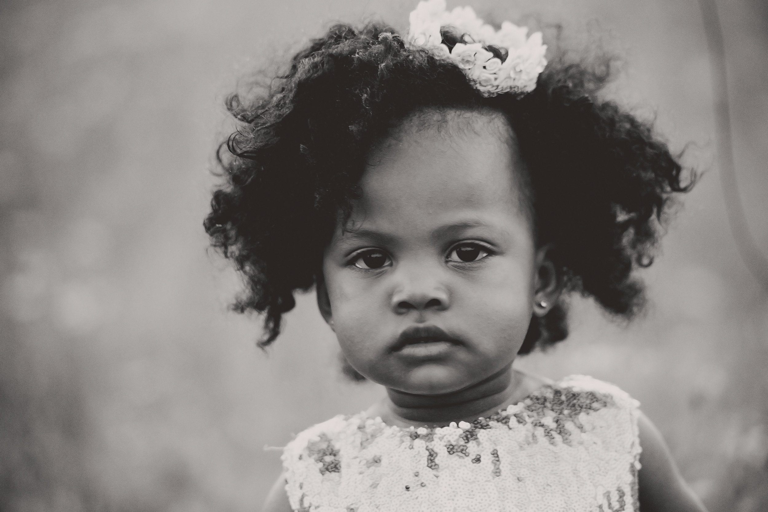 Little girl in black and white photo Franklin Tennessee