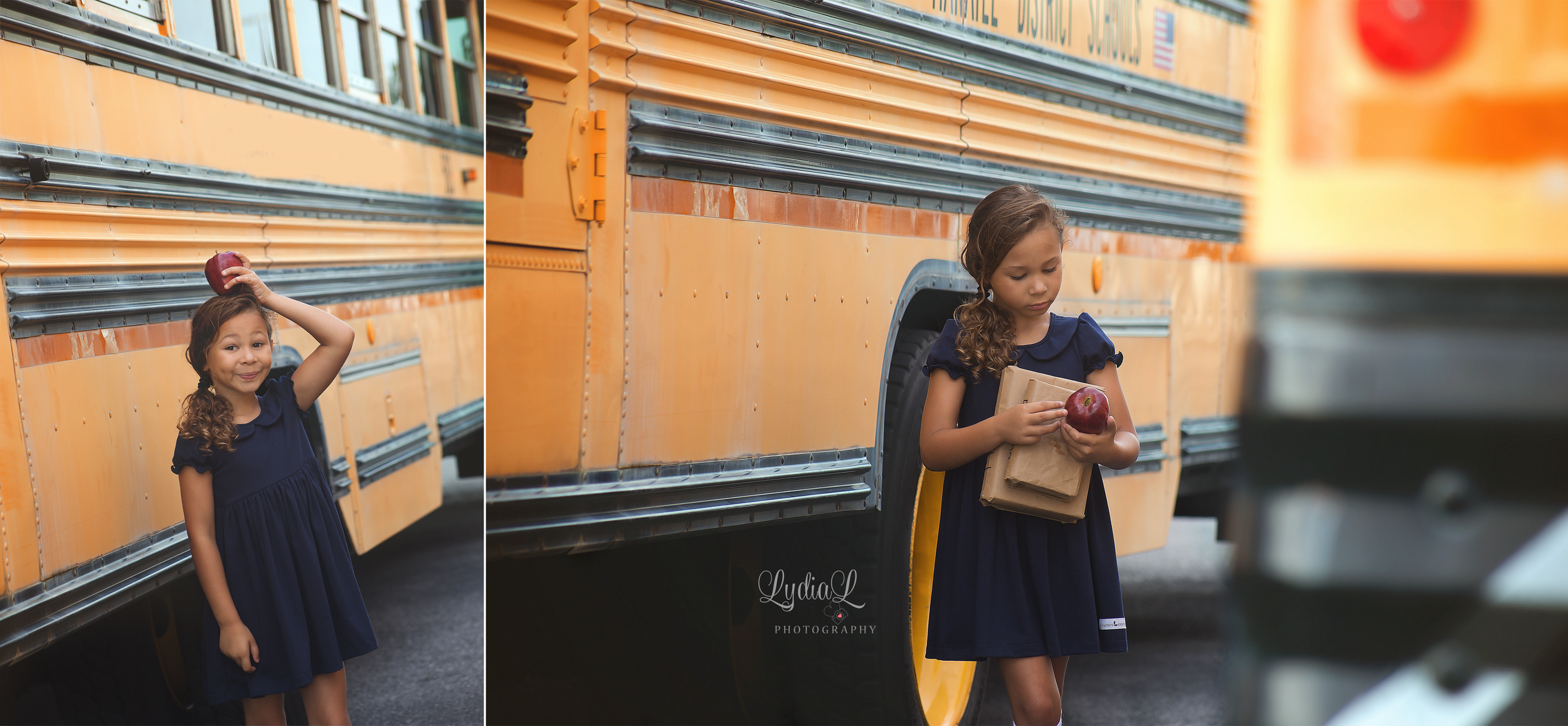 girl standing next to bus, apple, Mount Juliet Tennessee