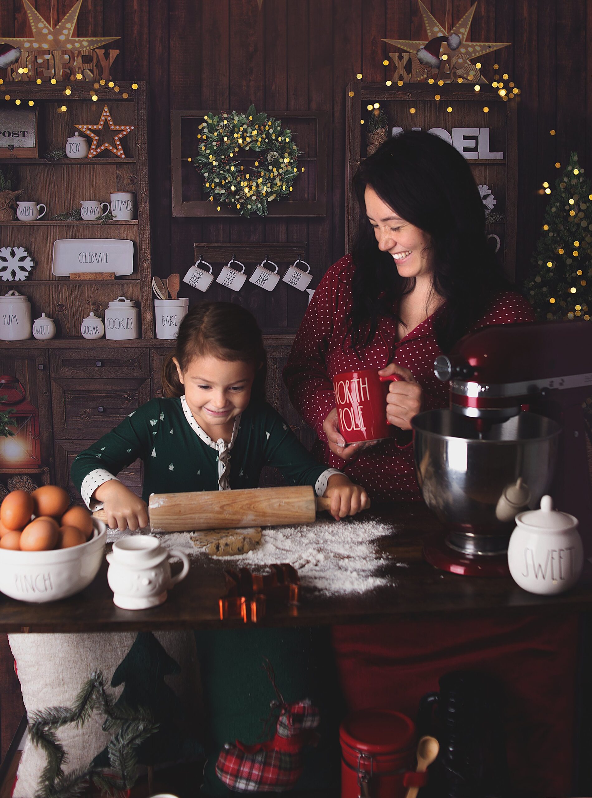 Mother and daughter baking cookies, christmas, happy, smiles, Franklin Tennessee Children's photographer