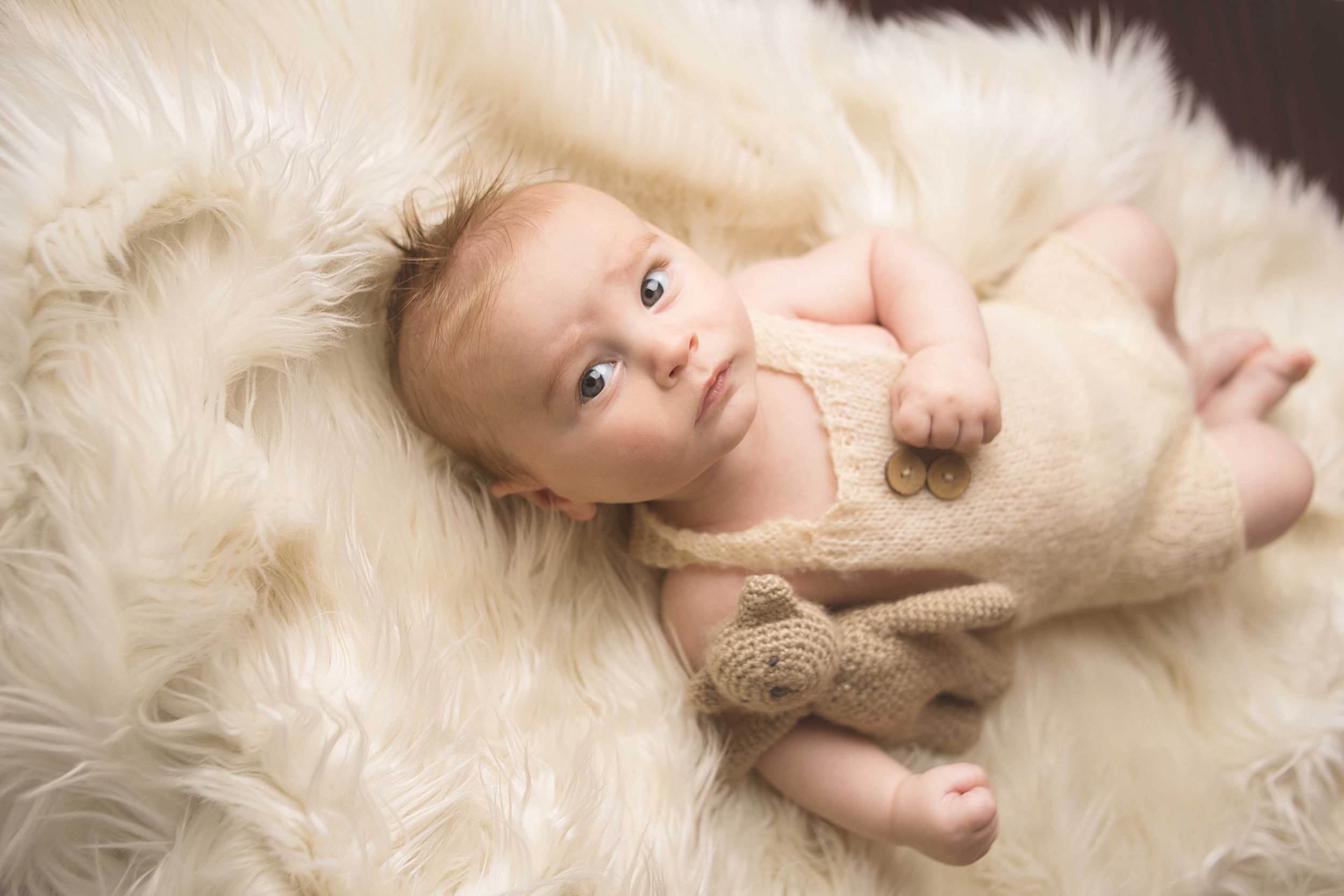 baby laying, tan fur, brown teddy bear, Mount Juliet Tennessee