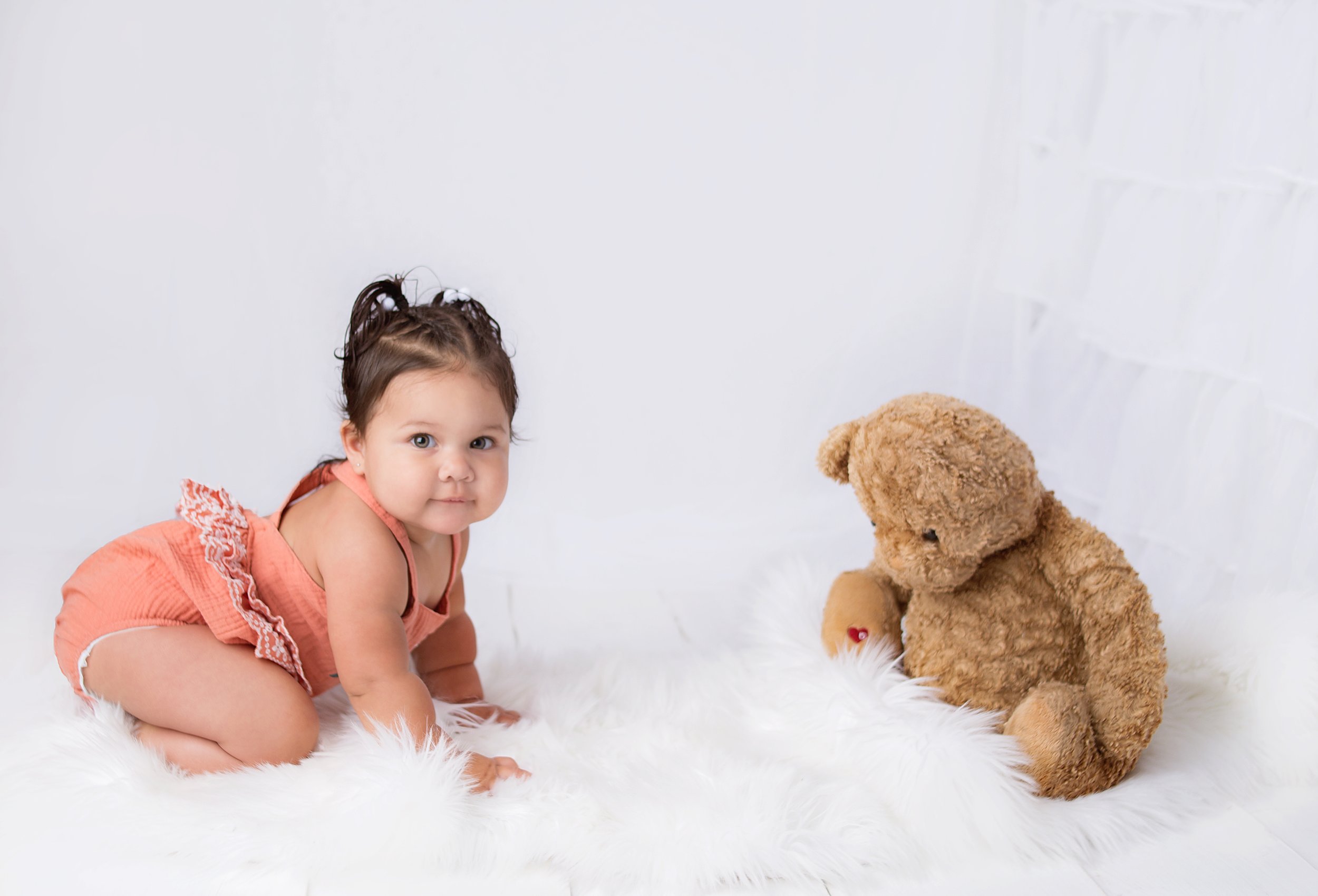 teddy bear, white floor, baby girl, mount juliet tennessee